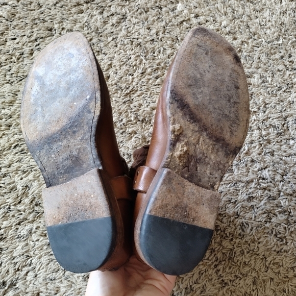 Frye Womens Cognac Leather Phillip Harness Ankle Moto Back Zip Boots sz 7,5 - Picture 8 of 9